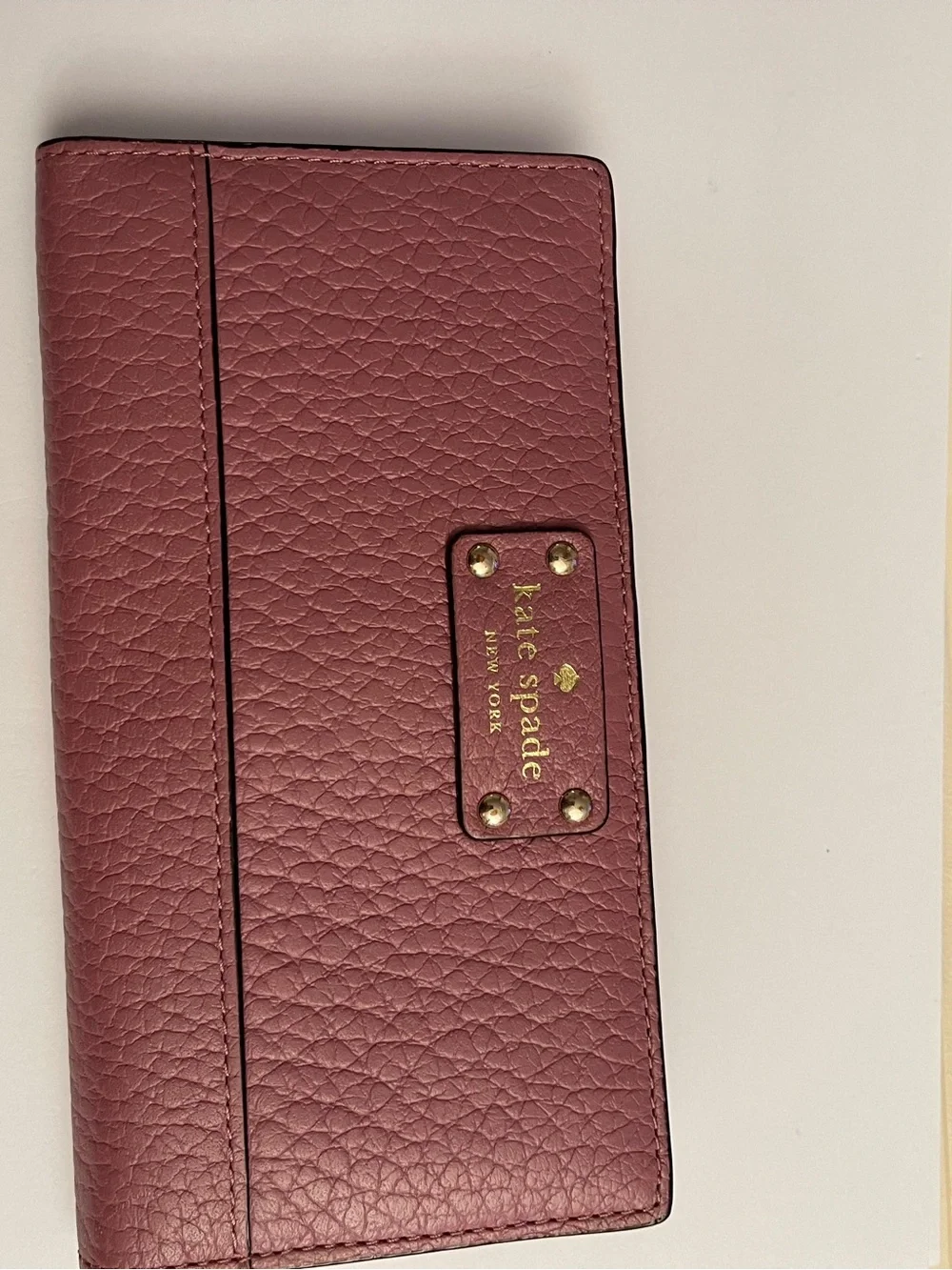 kate spade Pebbled Leather Wallet in Dusty Rose